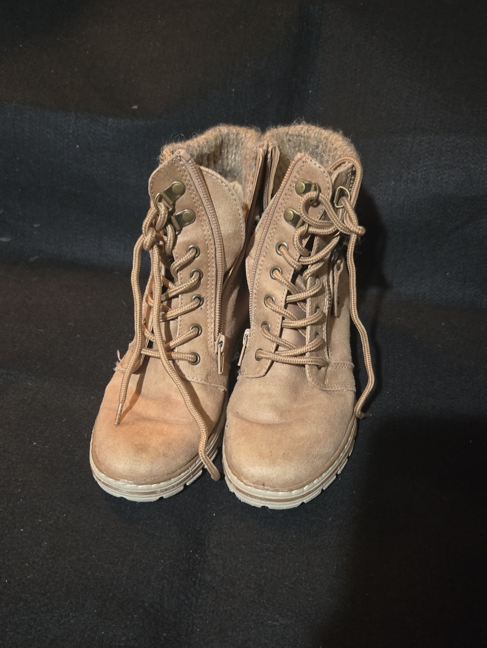Cliffs by WHITE MOUNTAIN Tan Lace-Up Faux-Suede Ankle Boots